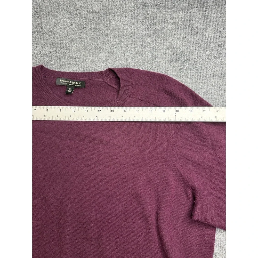 Banana Republic Sweater Men XL Red Maroon Merino Wool Crew Neck Pullover